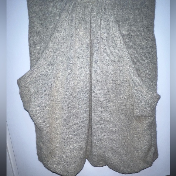 Knit Sweater Mini Dress Tan Kangaroo Pouch Pocket Size Small Just Pleat It Dress - Picture 6 of 10